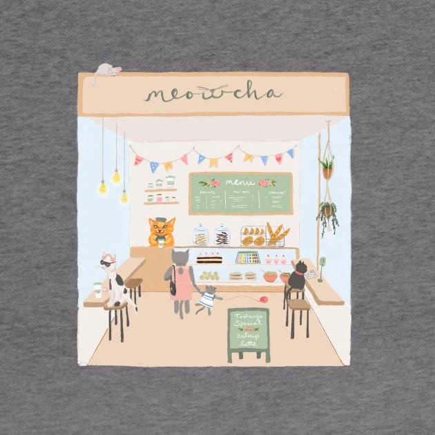 Cat cafe - cute tea coffee bakery scene by alfrescotree